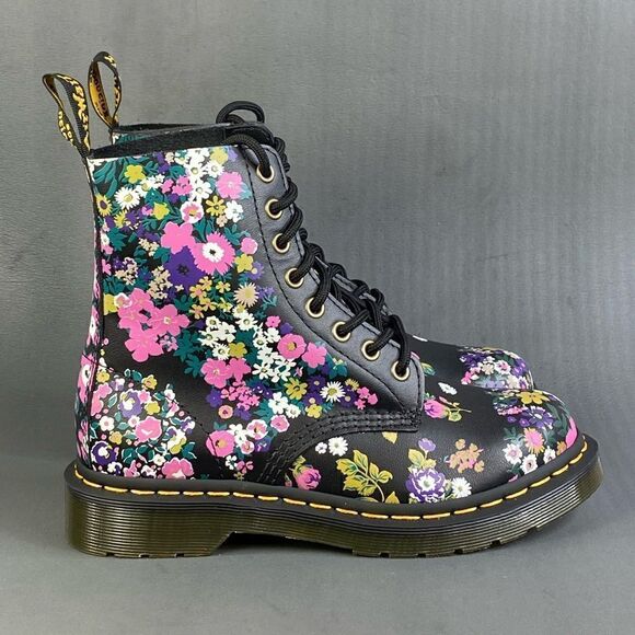 DR. MARTENS 1460 Pascal Ankle Boots Floral Print Leather shoes size 6 - Picture 1 of 9